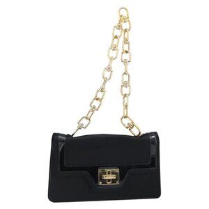 Authentic GIVENCHY Chain Shoulder Bag Satin Black Gold